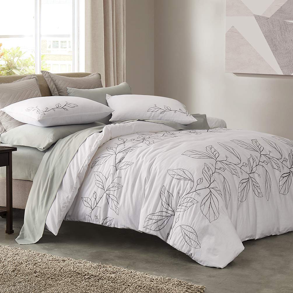 1+1 Μαξιλάρια Bamboo + Σετ Παπλωματοθήκης & 2 Μαξιλαροθήκες από 100% Βαμβάκι με Κέντημα